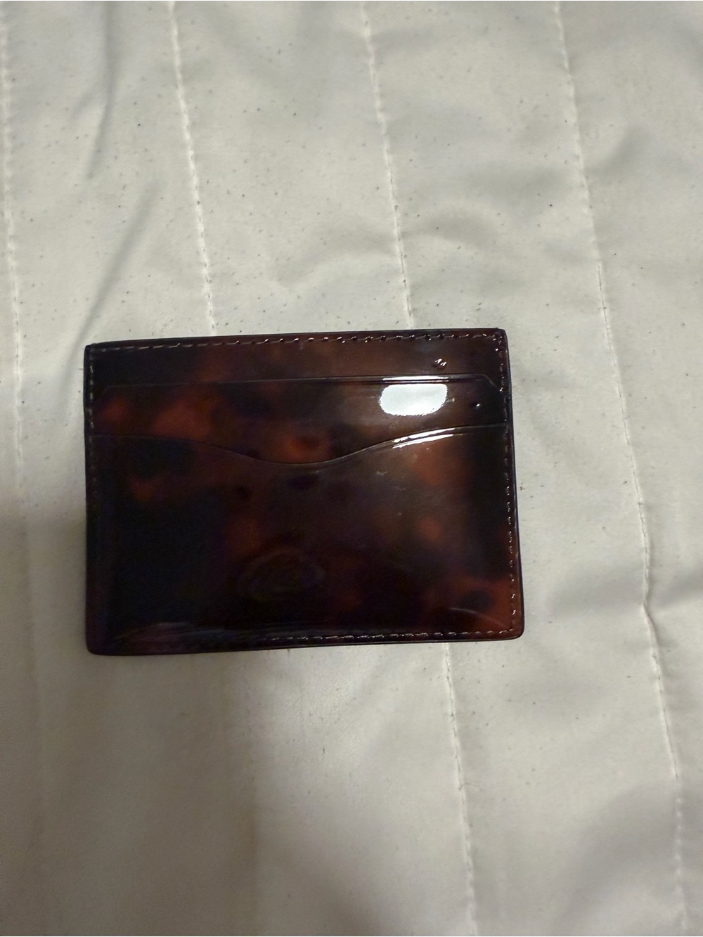 Tory Burch Leather Card Case in Tortoiseshell Brown - Picture 2 of 3
